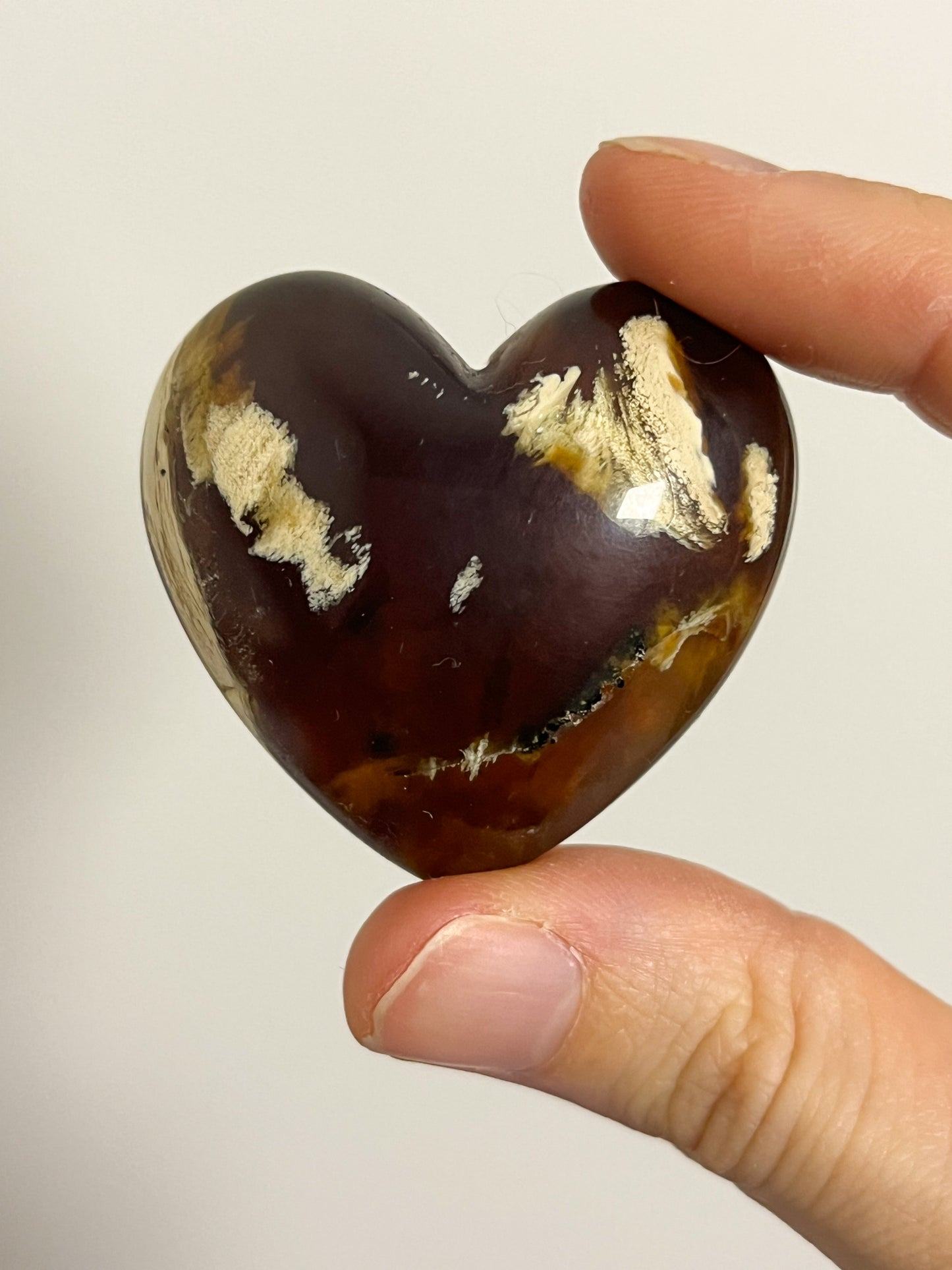 Indonesian Sumatran Amber Heart Palmstone #3