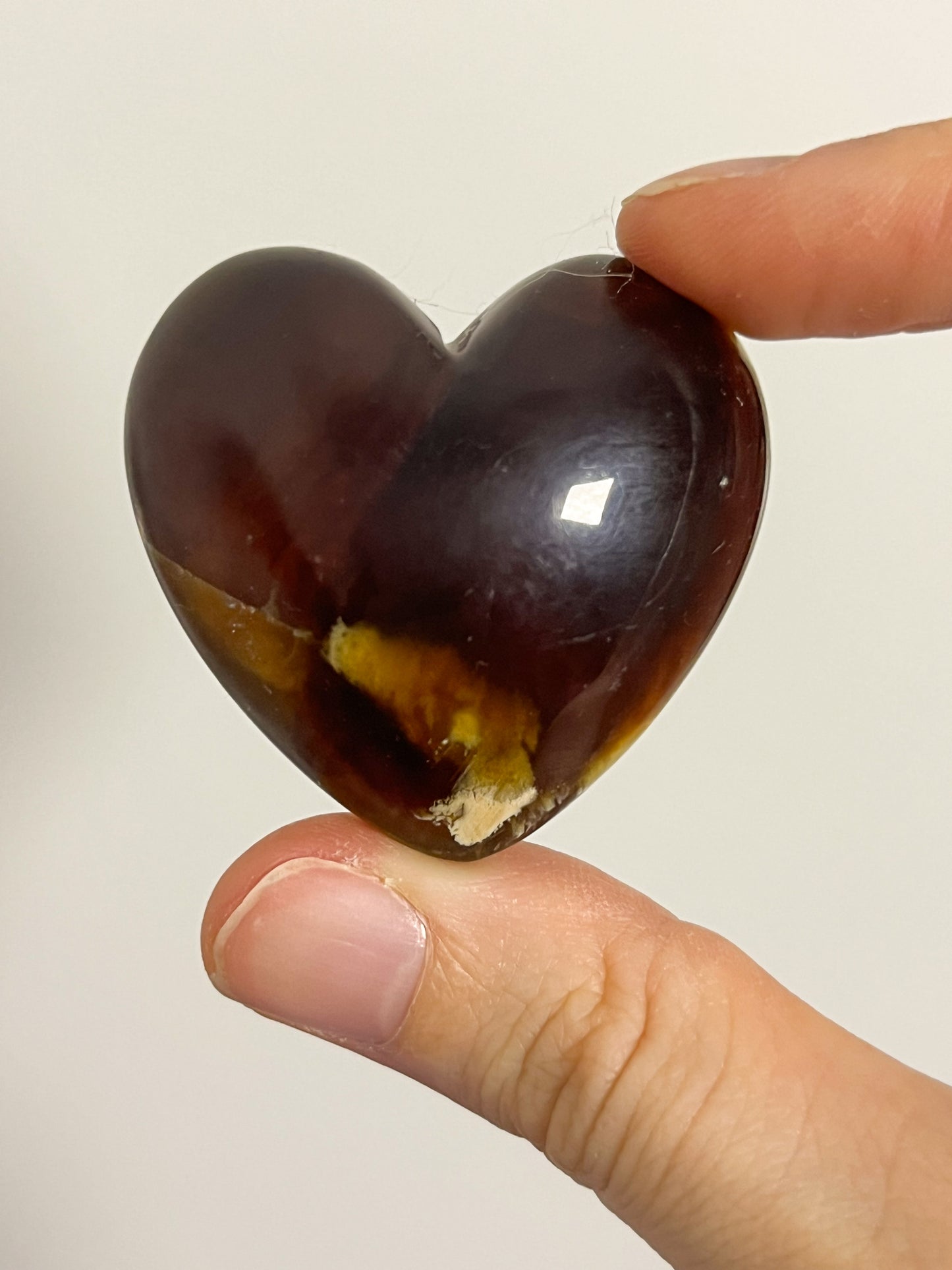 Indonesian Sumatran Amber Heart Palmstone #3