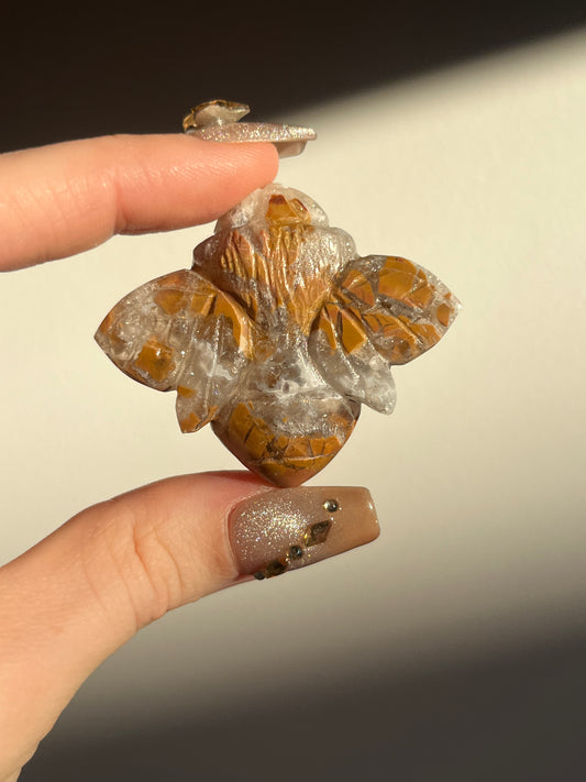 Indonesian Cotton Candy Agate Bee Carving A