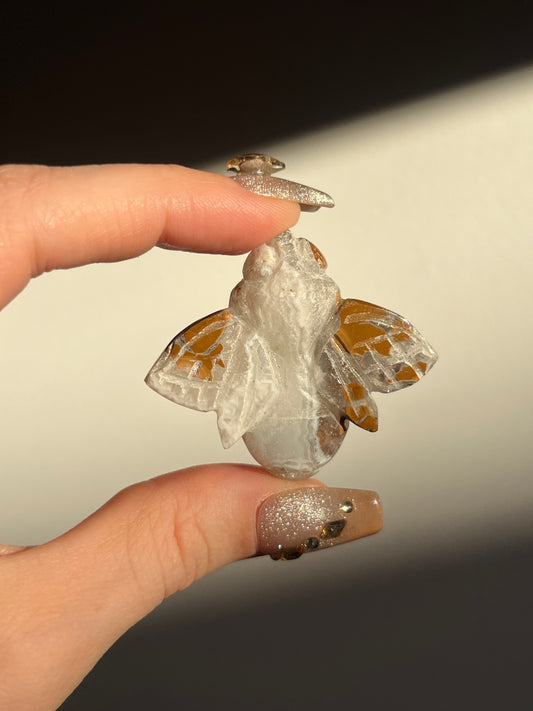 Indonesian Cotton Candy Agate Bee Carving B