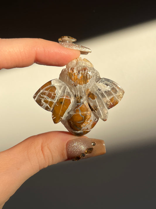 Indonesian Cotton Candy Agate Bee Carving C