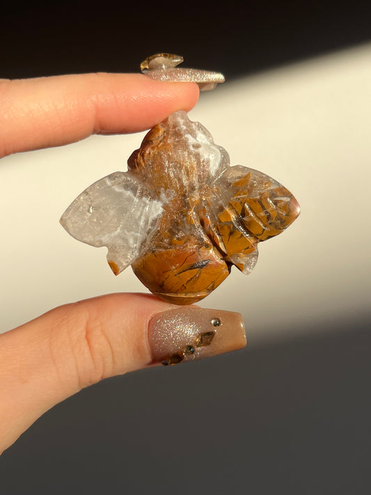 Indonesian Cotton Candy Agate Bee Carving D
