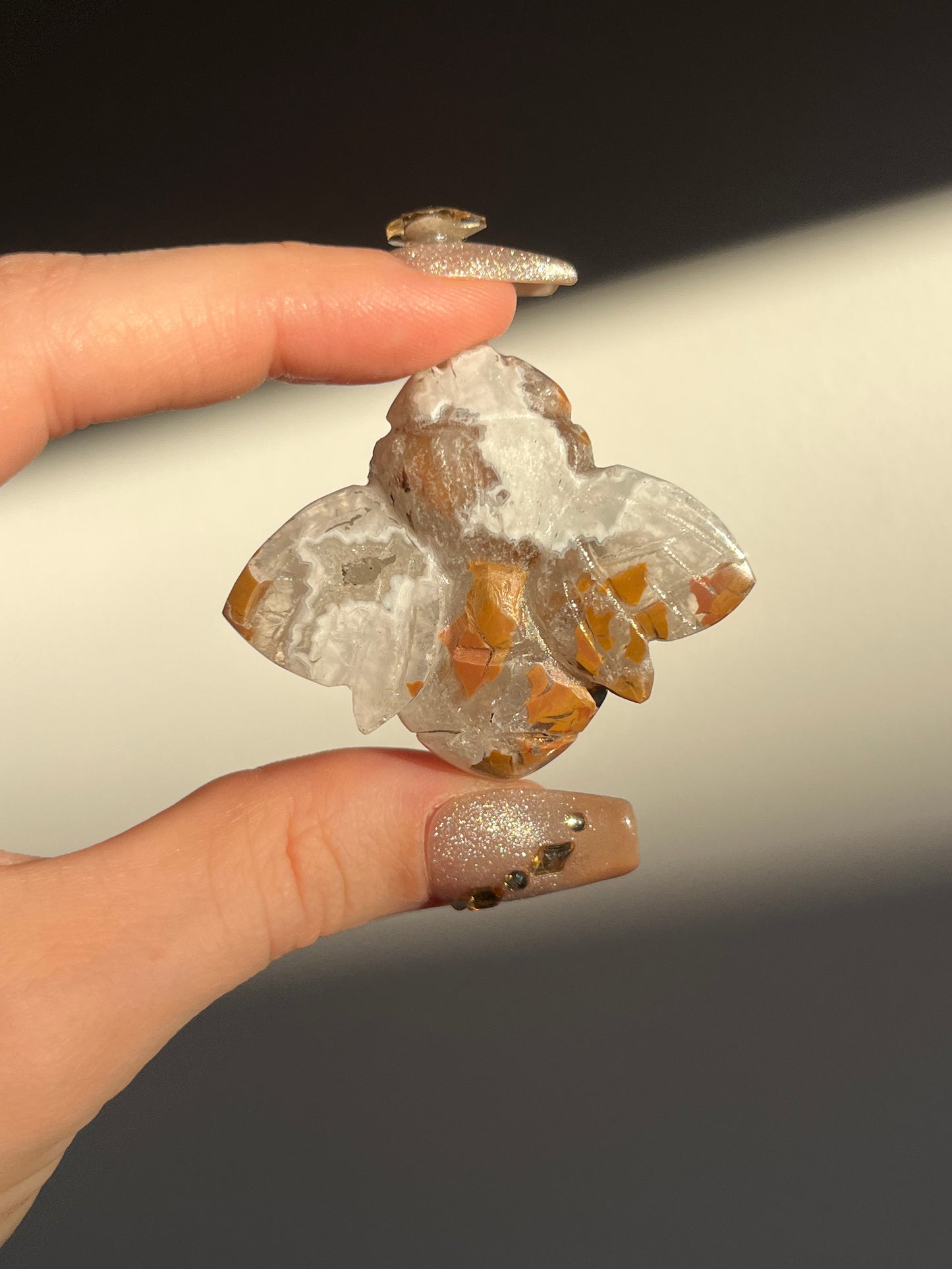 Indonesian Cotton Candy Agate Bee Carving E