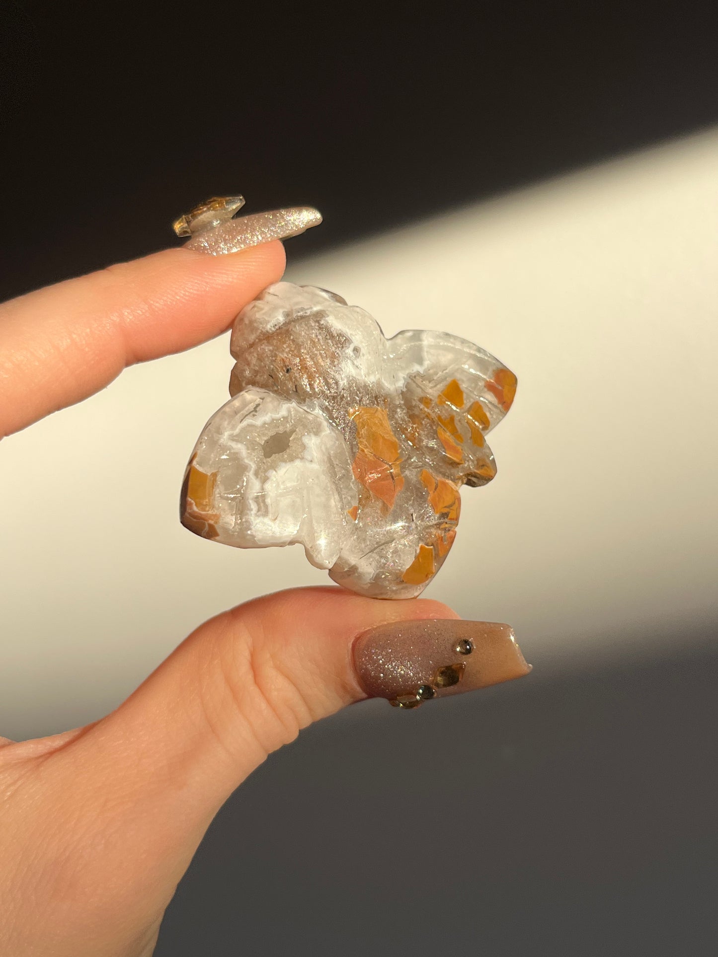 Indonesian Cotton Candy Agate Bee Carving E