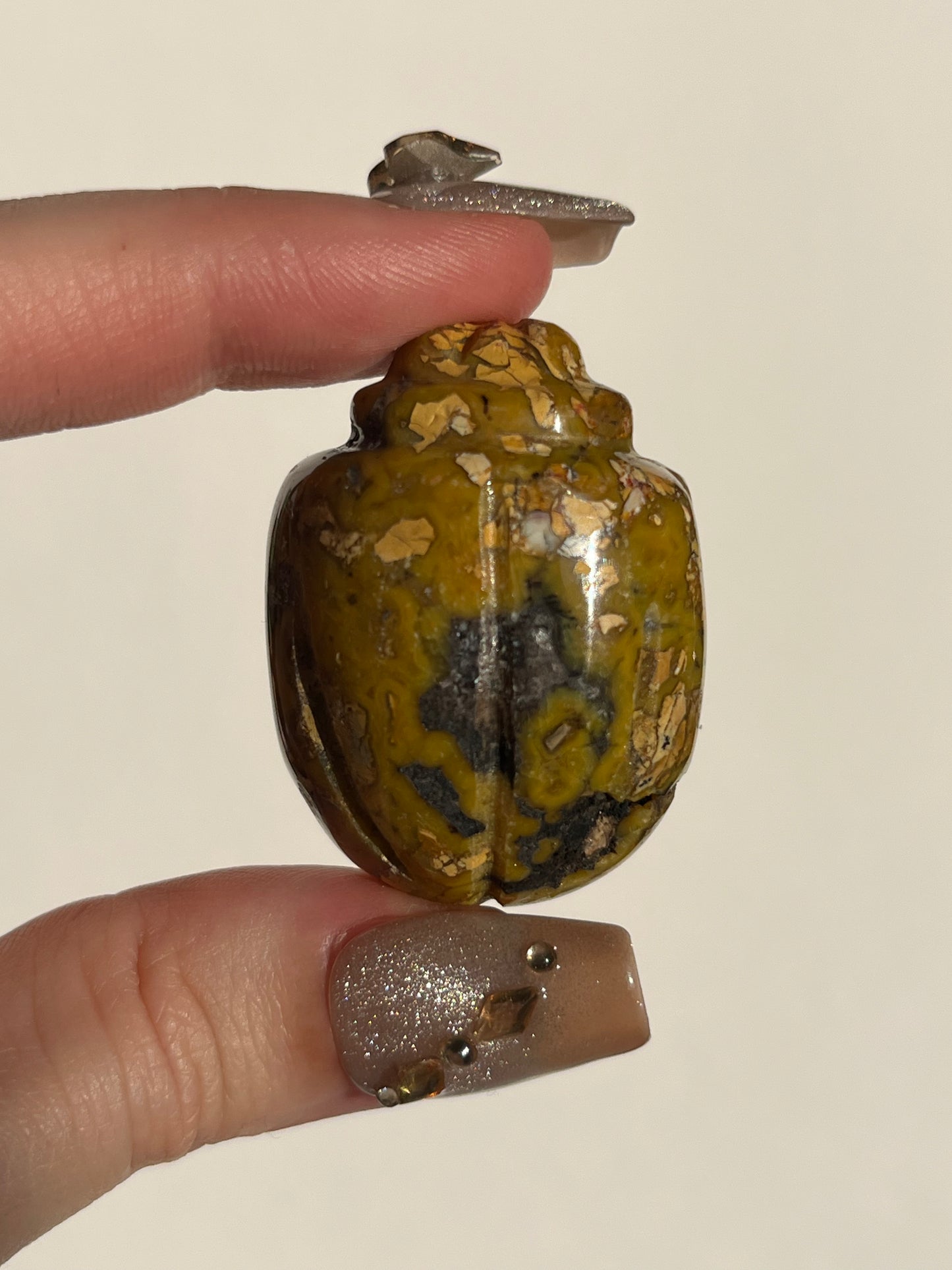 Indonesian Cotton Candy Agate Beetle Carving with Quartz (You Choose)