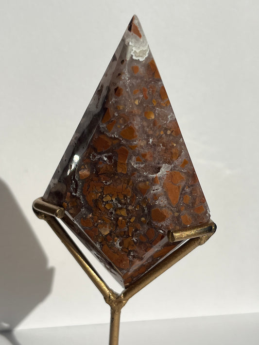 Indonesian Cotton Candy Agate Diamond Carving on Stand A