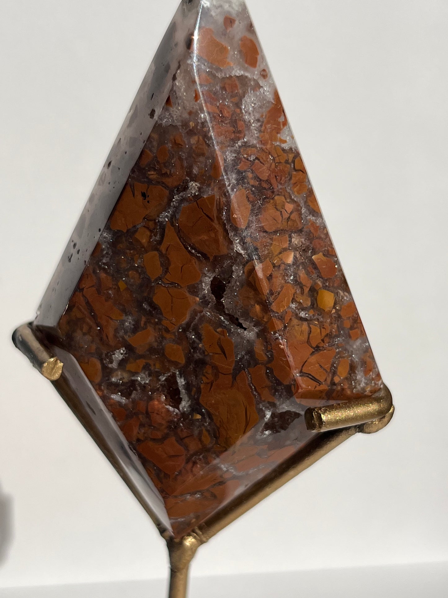Indonesian Cotton Candy Agate Diamond Carving on Stand A