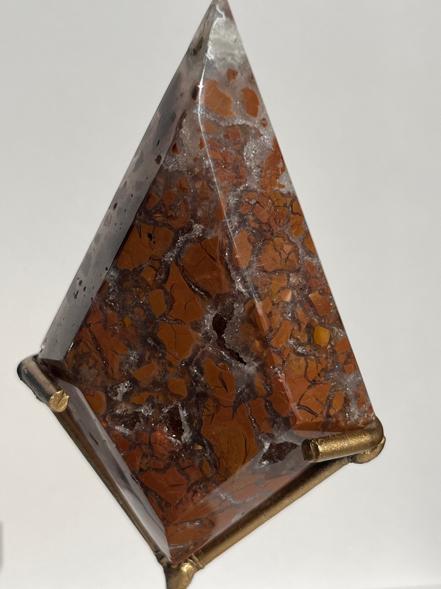 Indonesian Cotton Candy Agate Diamond Carving on Stand A