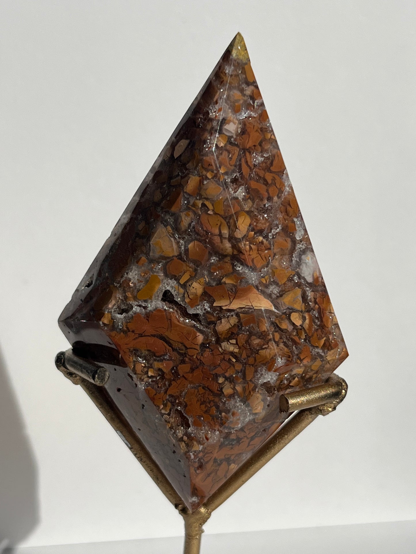 Indonesian Cotton Candy Agate Diamond Carving on Stand C