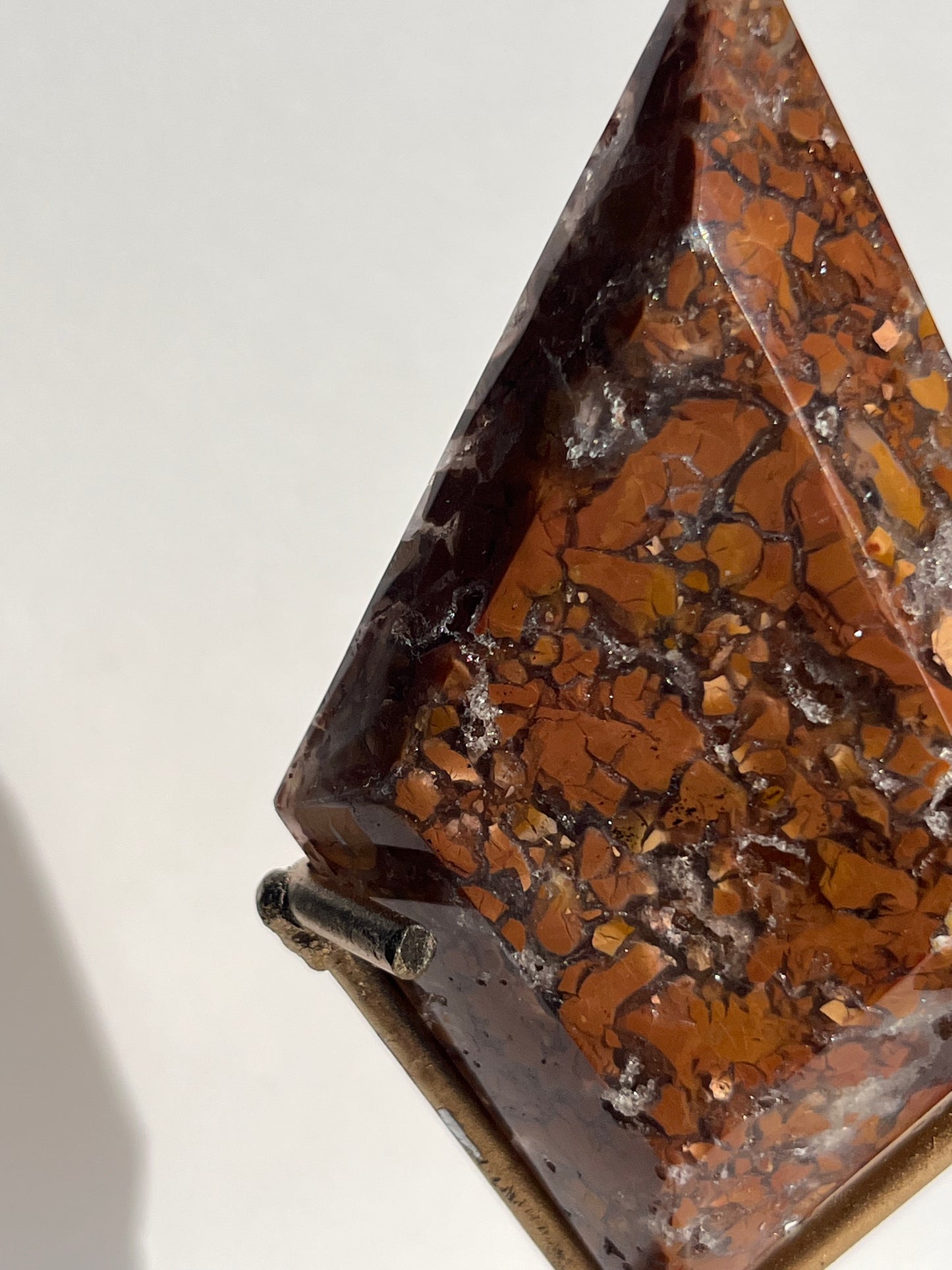 Indonesian Cotton Candy Agate Diamond Carving on Stand C
