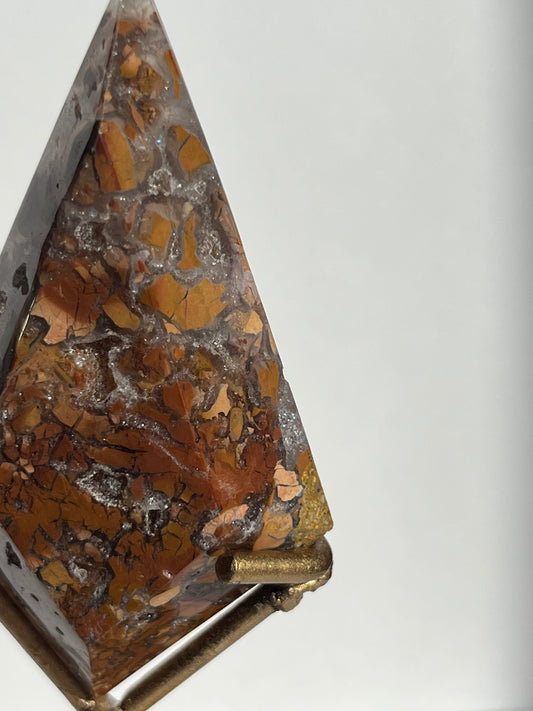 Indonesian Cotton Candy Agate Diamond Carving on Stand E