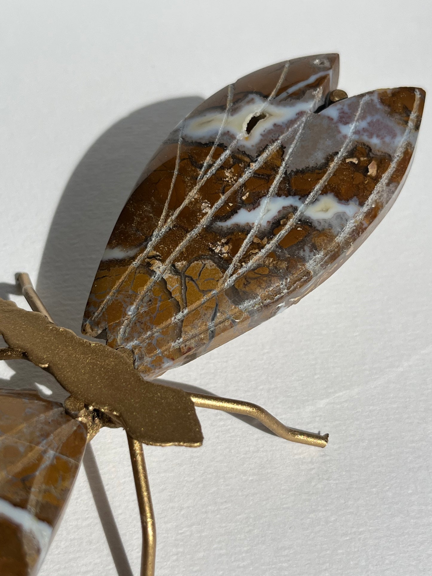 Indonesian Cotton Candy Agate Dragonfly Carving on Stand A