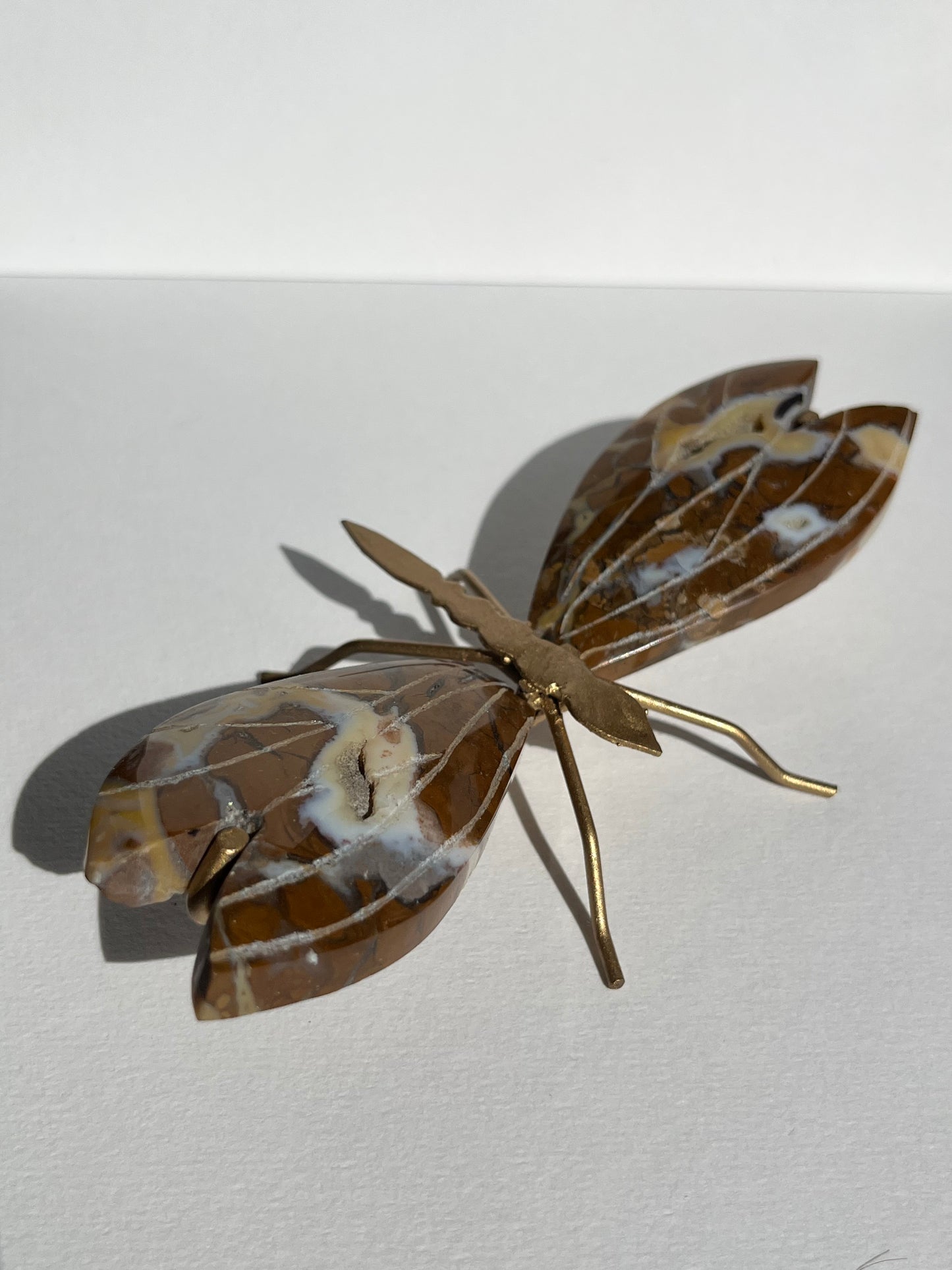Indonesian Cotton Candy Agate Dragonfly Carving on Stand B