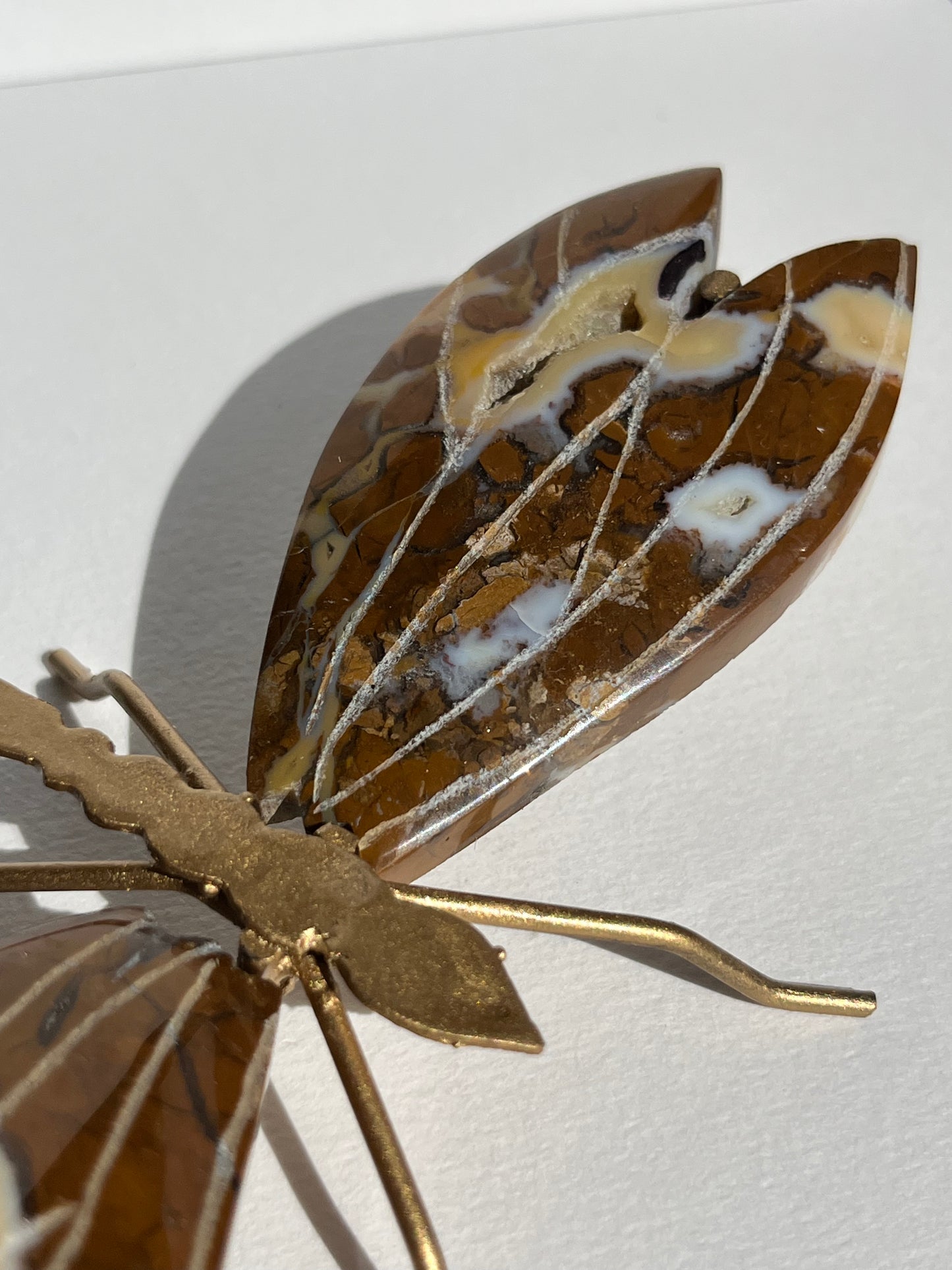 Indonesian Cotton Candy Agate Dragonfly Carving on Stand B