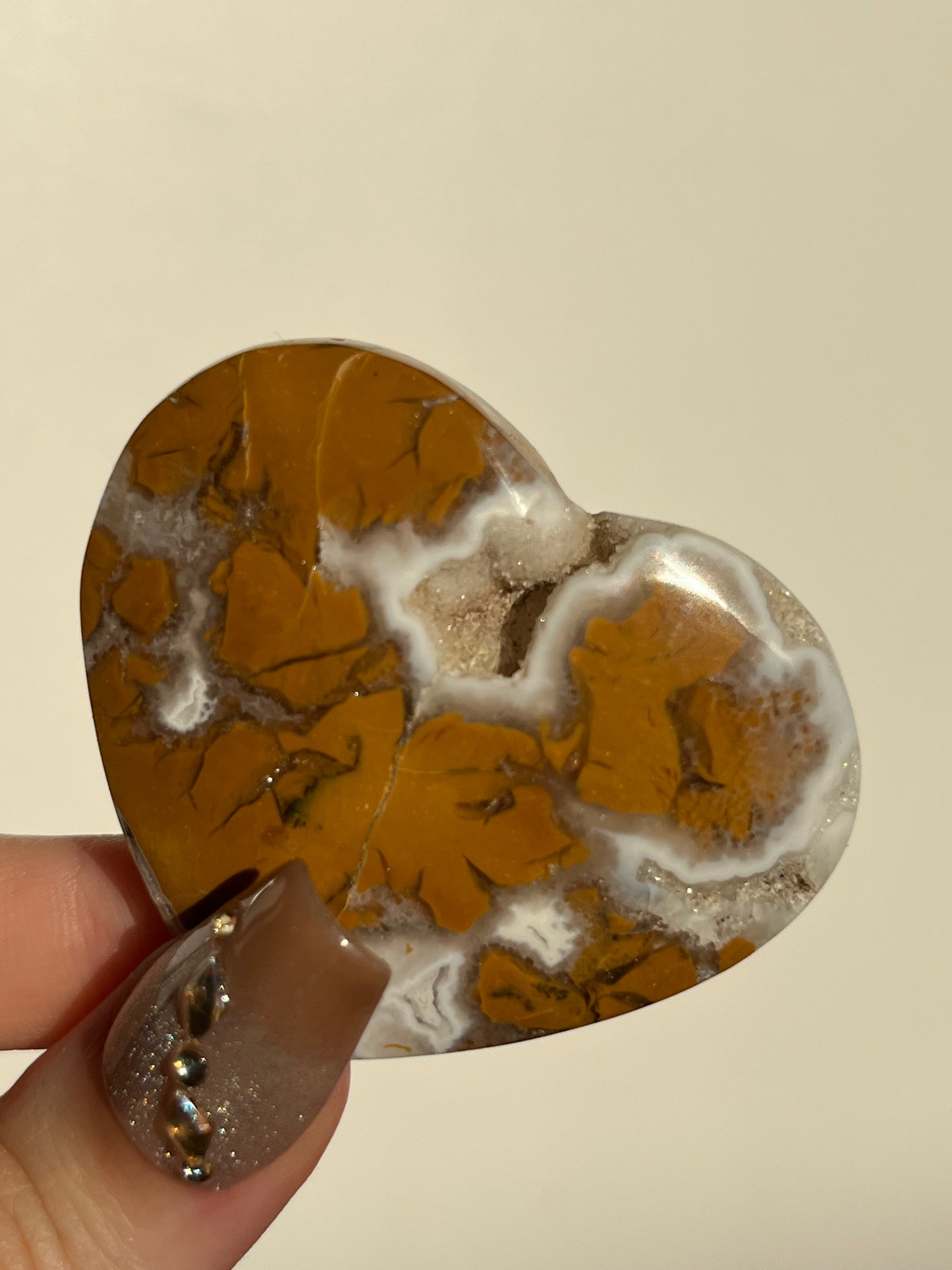 Indonesian Cotton Candy Agate and Quartz Heart A