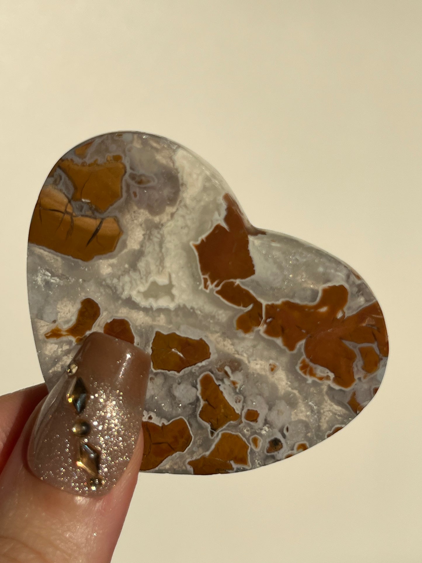 Indonesian Cotton Candy Agate and Quartz Heart B