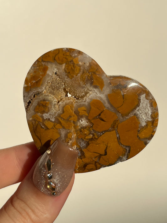 Indonesian Cotton Candy Agate and Quartz Heart D