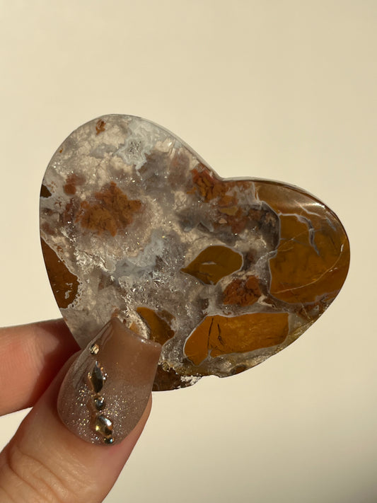 Indonesian Cotton Candy Agate and Quartz Heart E