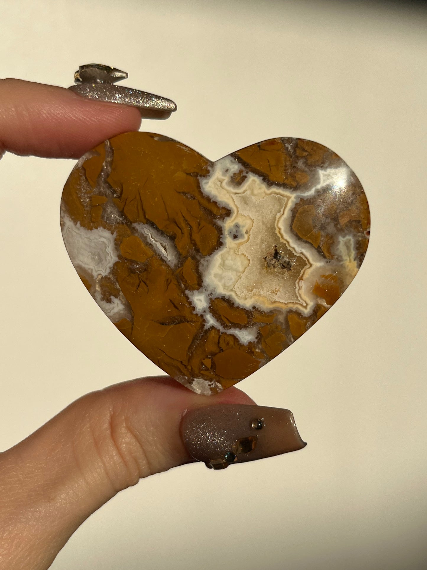 Indonesian Cotton Candy Agate and Quartz Heart F