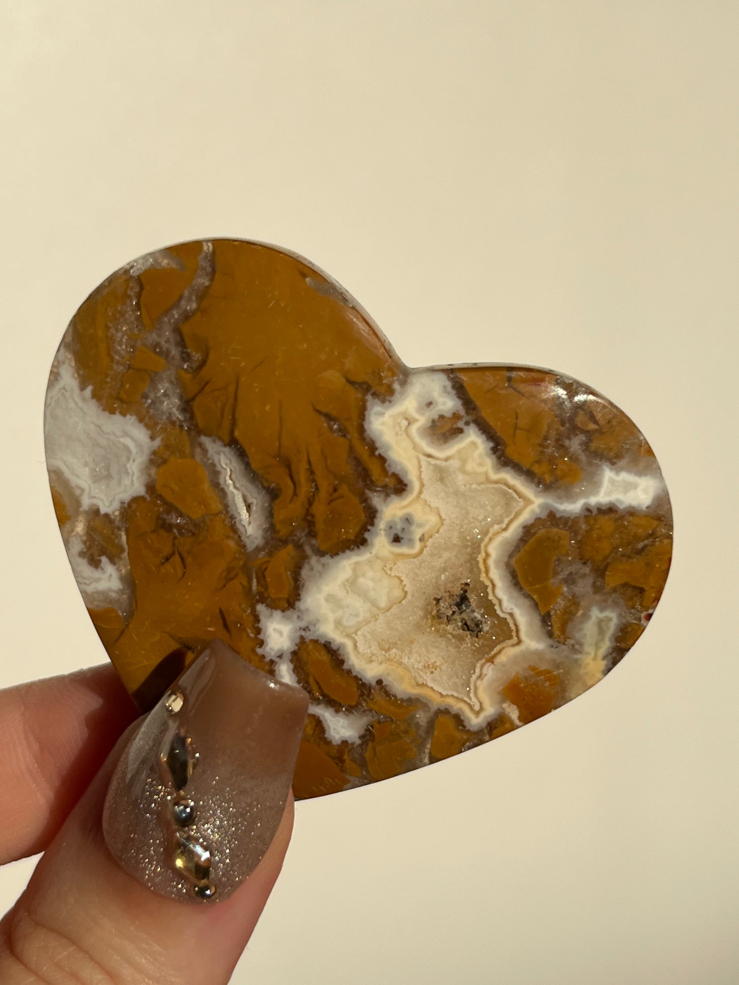 Indonesian Cotton Candy Agate and Quartz Heart F