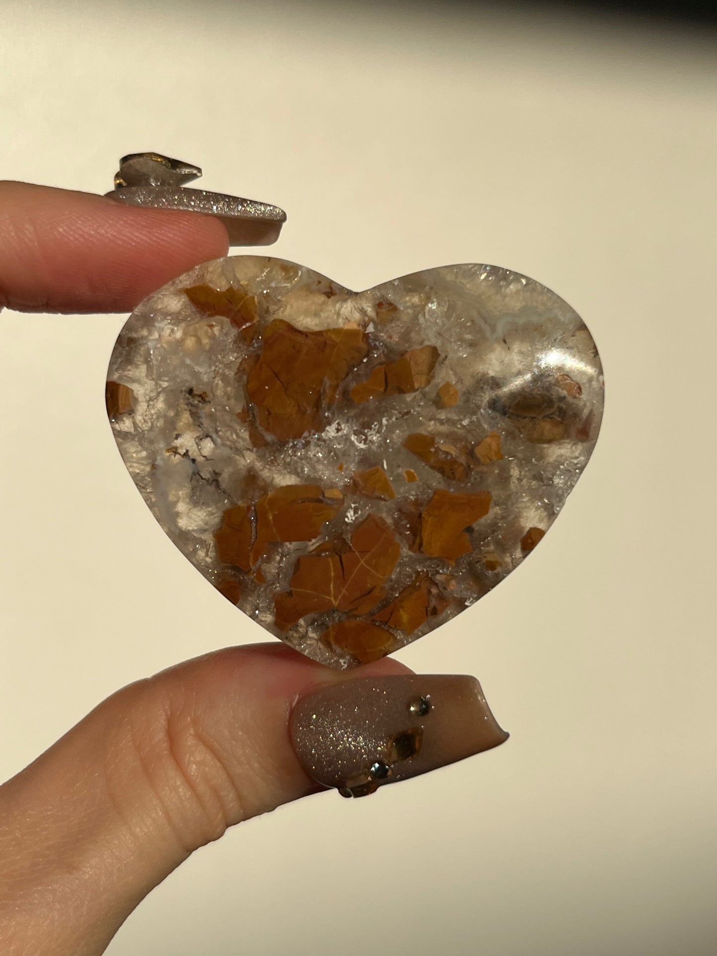 Indonesian Cotton Candy Agate and Quartz Heart H