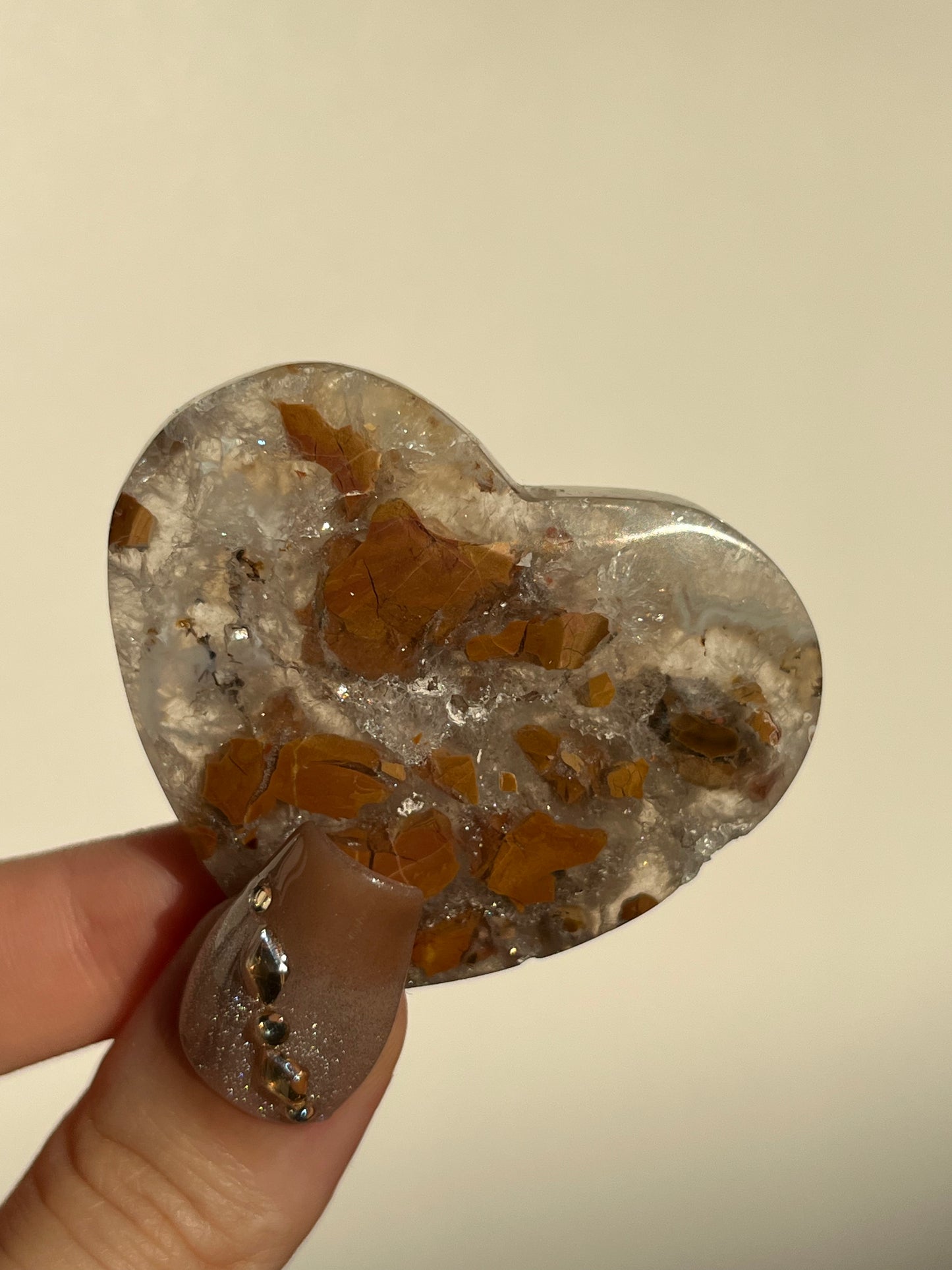 Indonesian Cotton Candy Agate and Quartz Heart H