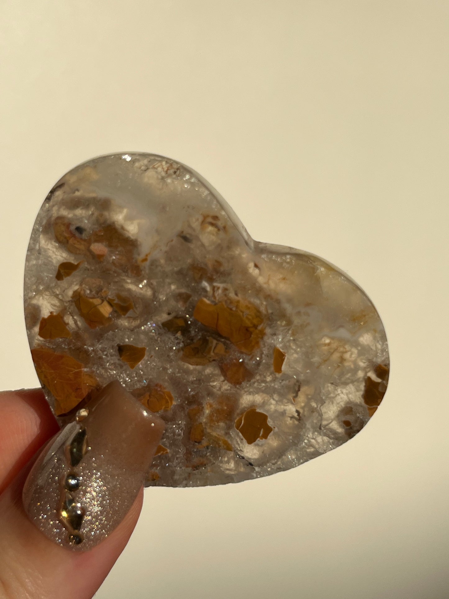 Indonesian Cotton Candy Agate and Quartz Heart H