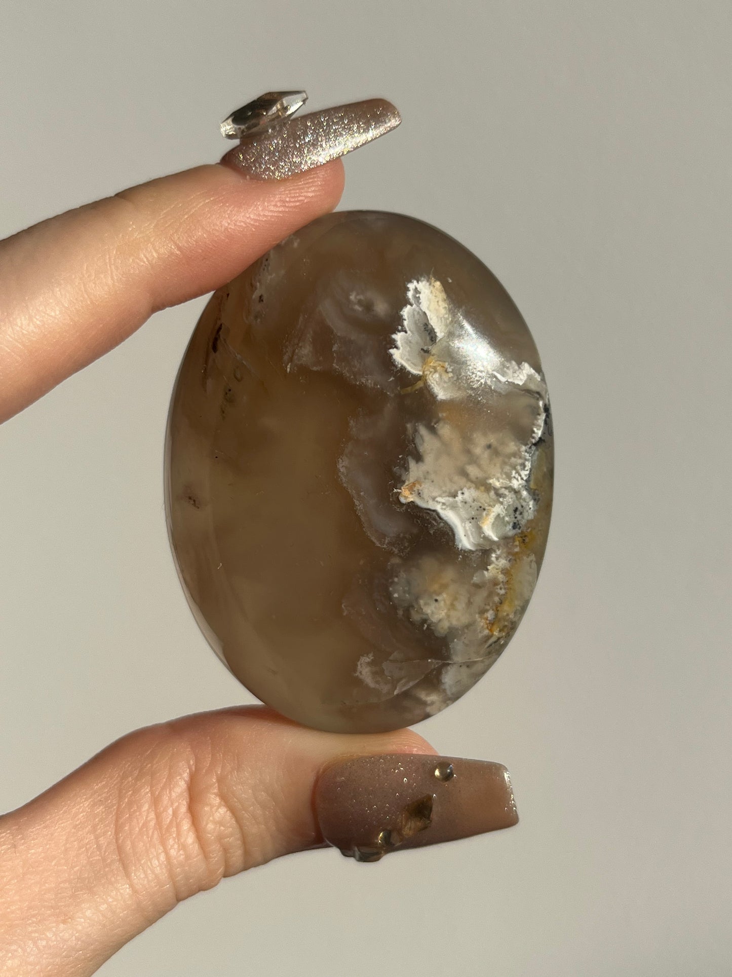 Flower Agate Palmstone with Dendritic Inclusions A