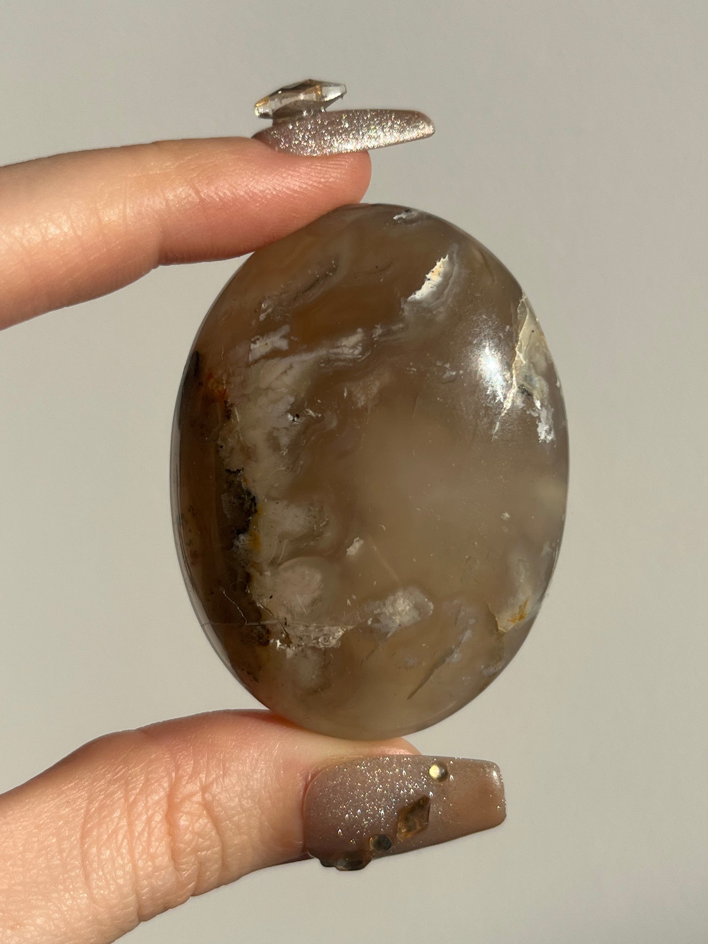 Flower Agate Palmstone with Dendritic Inclusions A