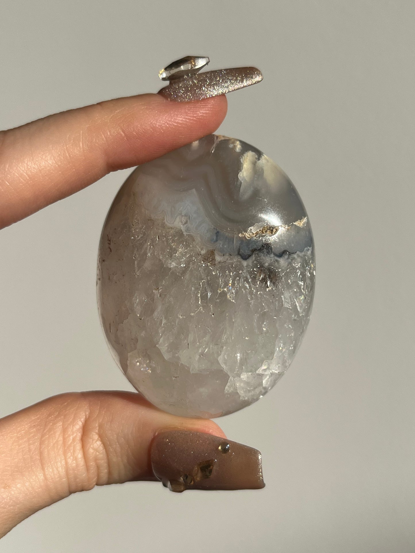 Flower Agate with Quartz and Dendritic Inclusions Palmstone B