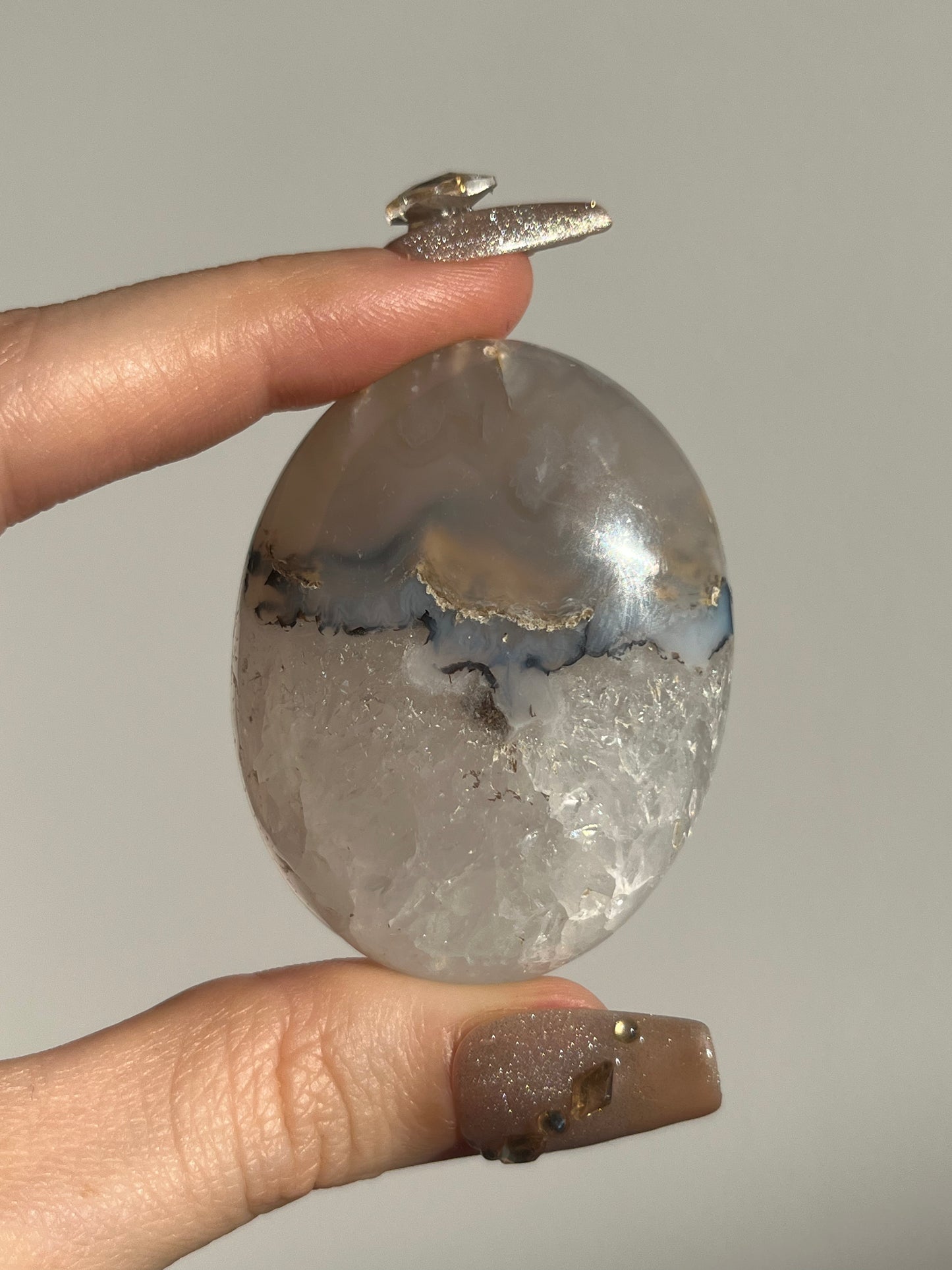 Flower Agate with Quartz and Dendritic Inclusions Palmstone B
