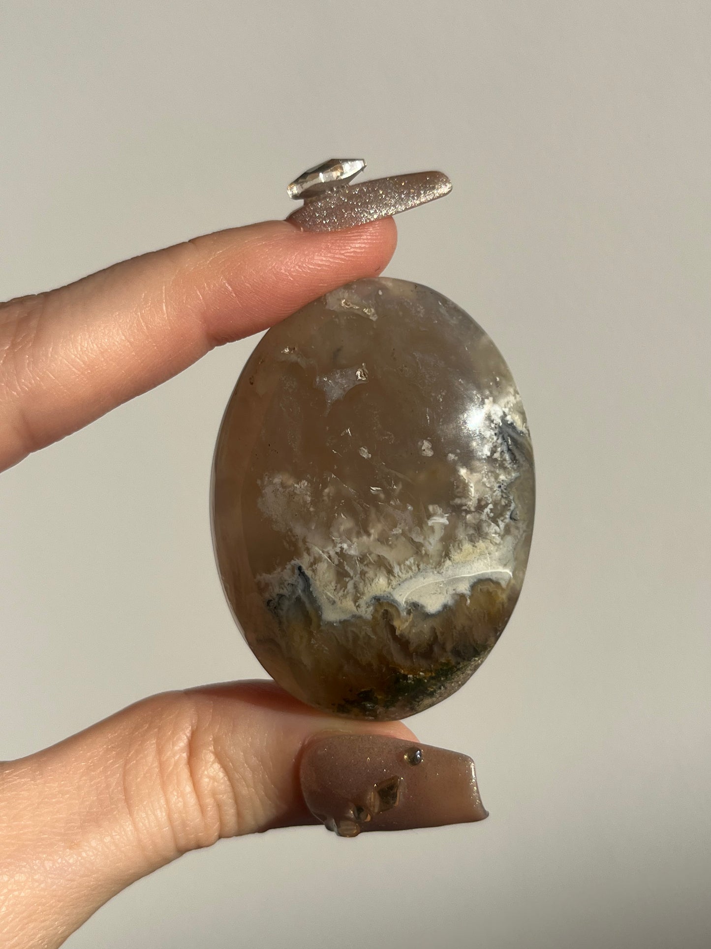 Flower Agate with Green Moss & Dendritic Inclusions Palmstone C