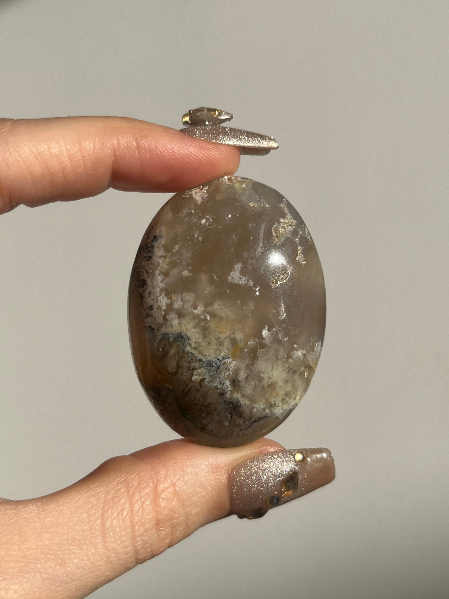 Flower Agate with Green Moss & Dendritic Inclusions Palmstone C