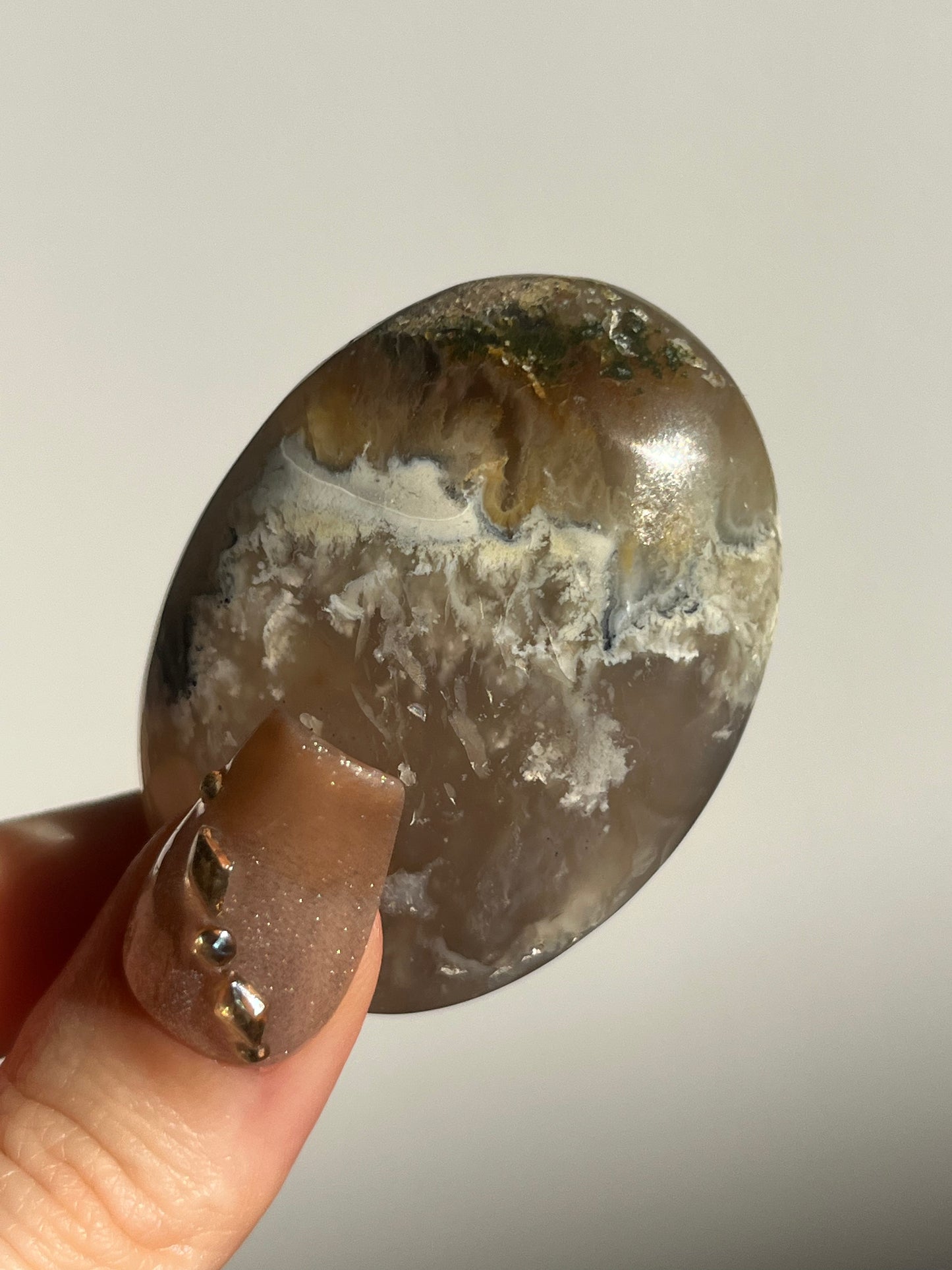 Flower Agate with Green Moss & Dendritic Inclusions Palmstone C