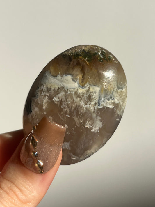 Flower Agate with Green Moss & Dendritic Inclusions Palmstone C