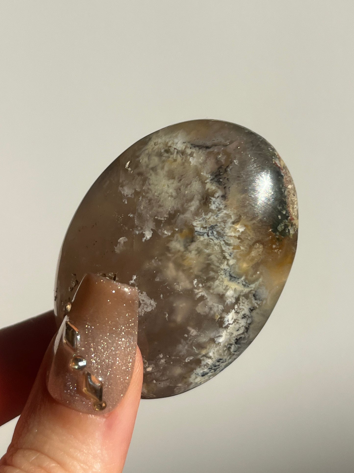Flower Agate with Green Moss & Dendritic Inclusions Palmstone C