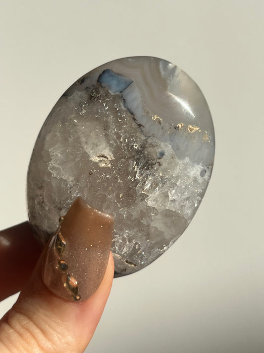 Flower Agate Palmstone with Quartz & Dendritic Inclusions D