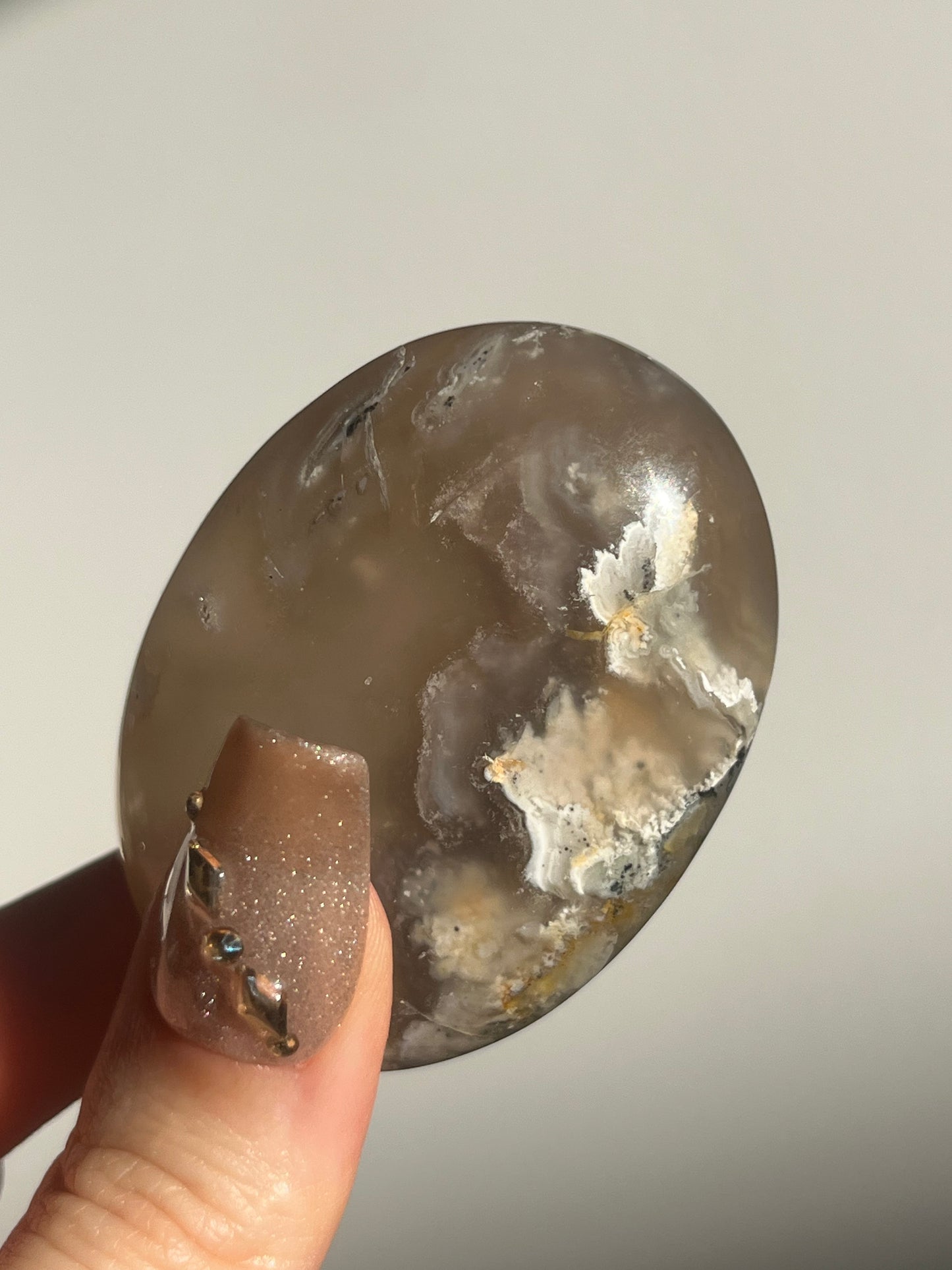 Flower Agate Palmstone with Dendritic Inclusions A
