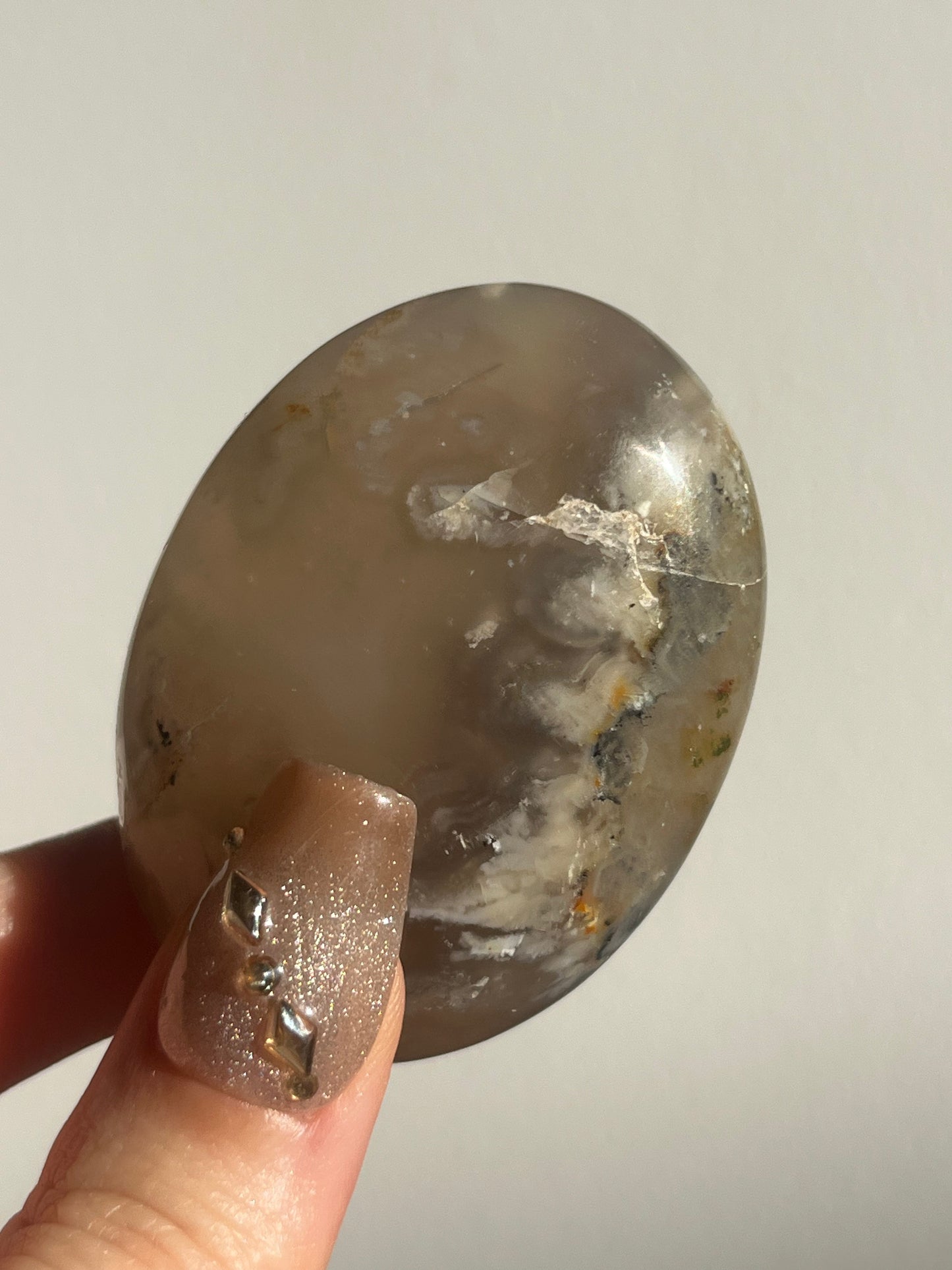 Flower Agate Palmstone with Dendritic Inclusions A