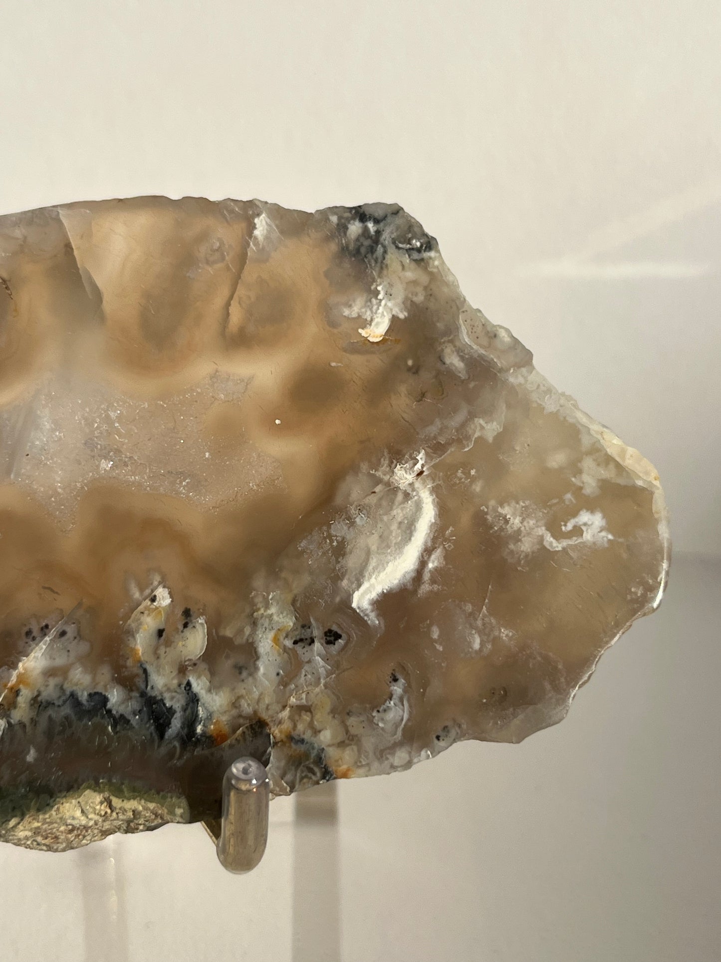 Flower Agate Slab with Dendritic & Green Moss Inclusions on Stand A