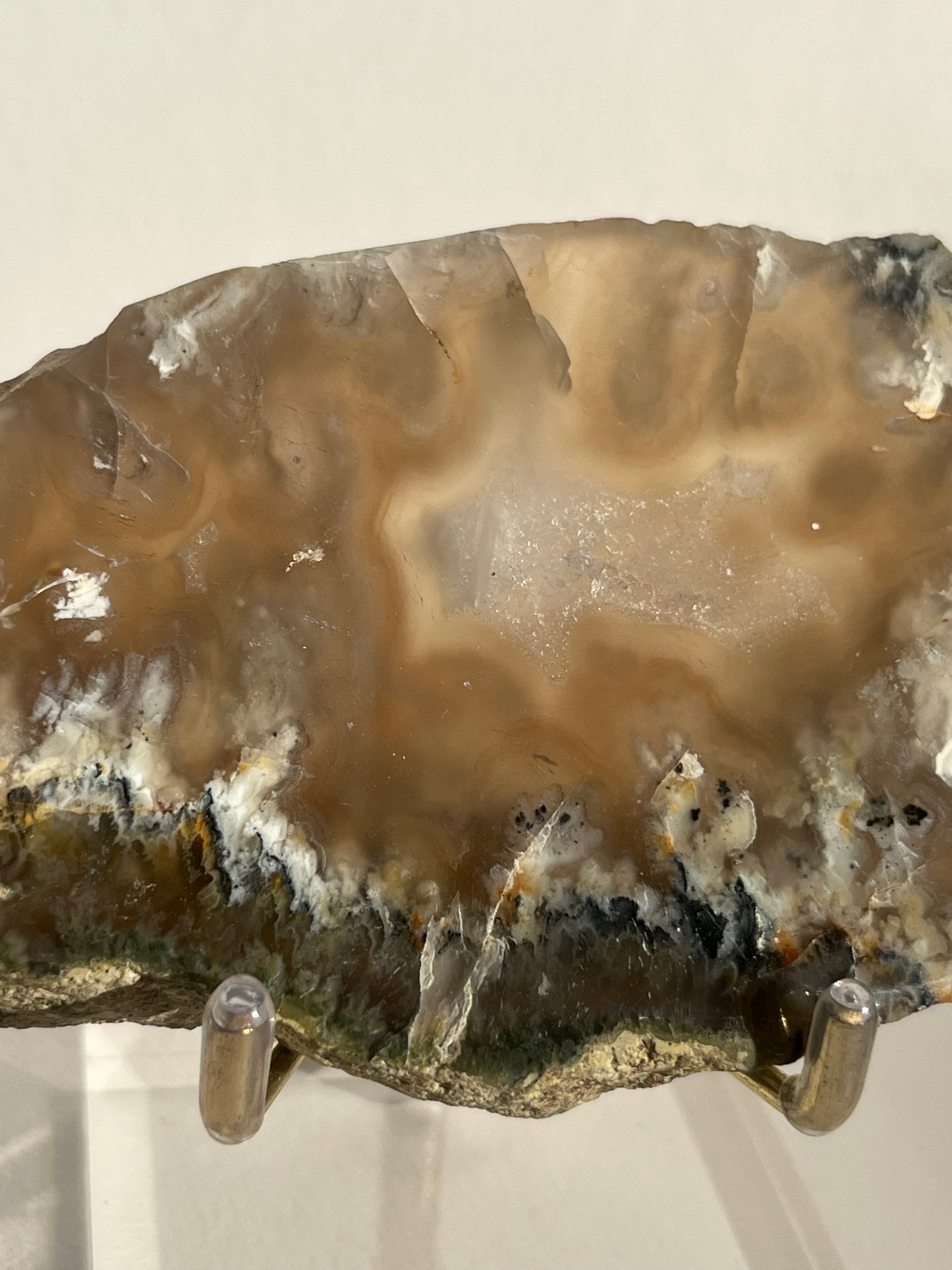 Flower Agate Slab with Dendritic & Green Moss Inclusions on Stand A