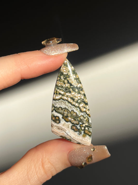 Indonesian Orbicular Jasper Triangular Cabochon (You Choose)