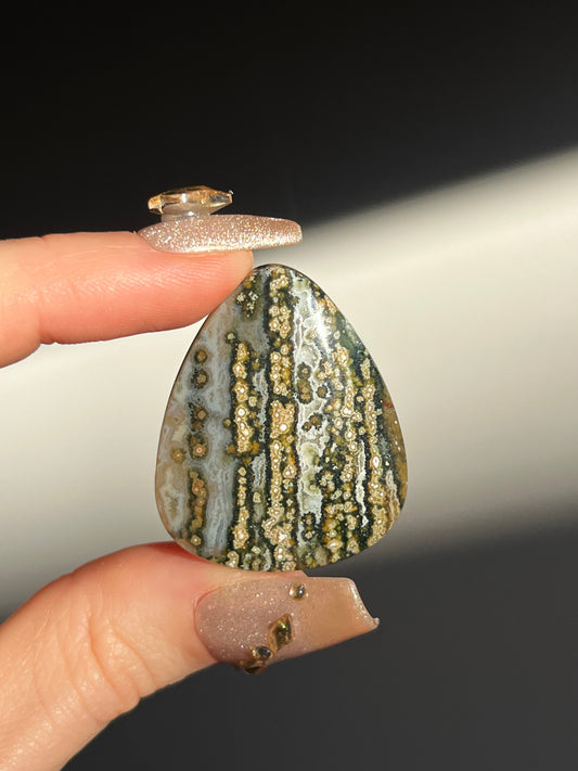 Indonesian Orbicular Jasper Rounded Teardrop Cabochon (You Choose)