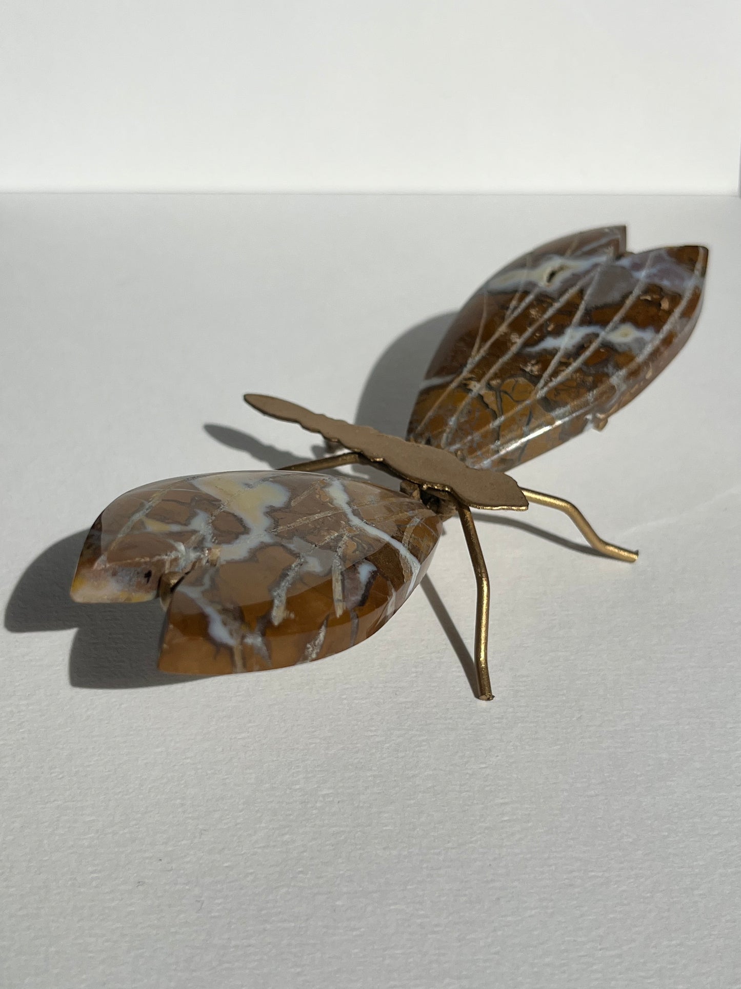 Indonesian Cotton Candy Agate Dragonfly Carving on Stand A