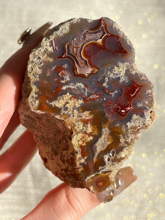 ‘Caldera’ Red Laguna Agate with Moss Inclusions #C