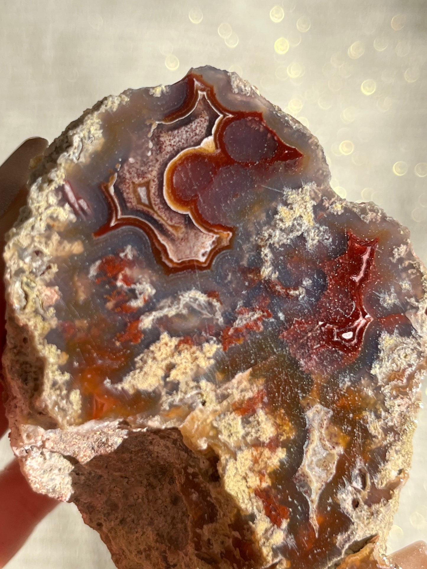 ‘Caldera’ Red Laguna Agate with Moss Inclusions #C