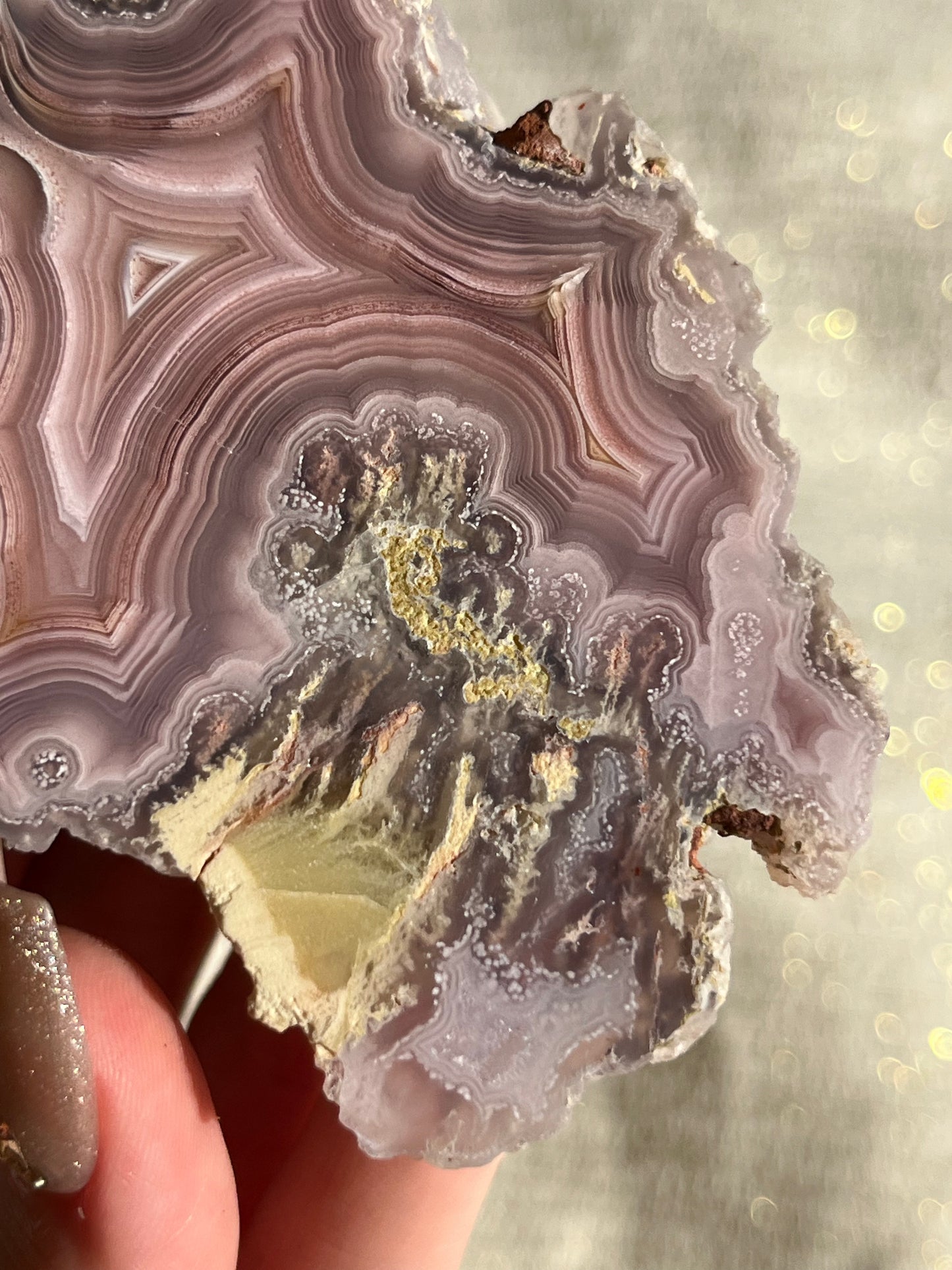 "Fantasia" Pink Laguna Agate with Moss Inclusions and Parallax #E