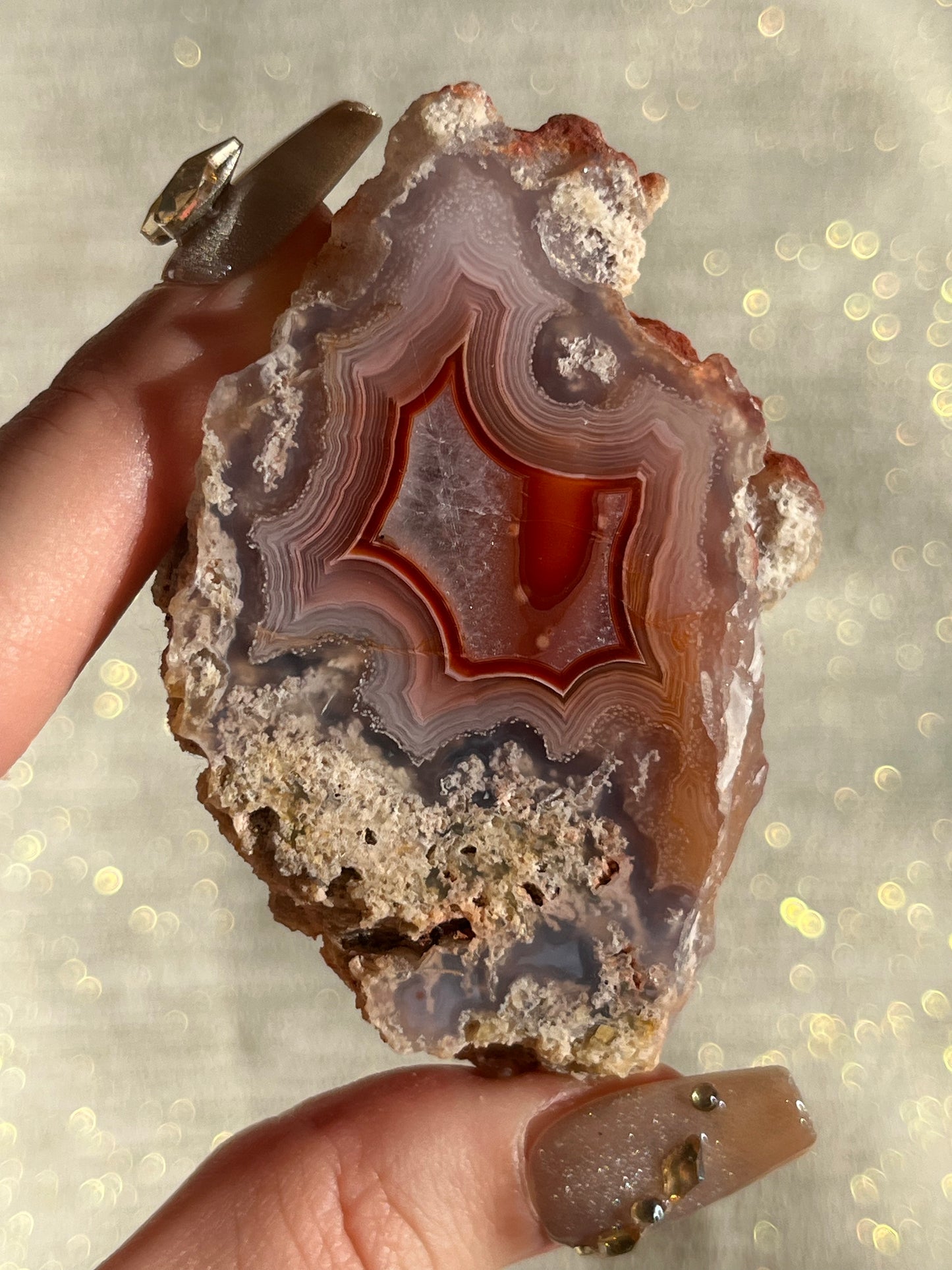 "Mirabelle" Red Laguna Agate with Moss Inclusions & Parallax #G