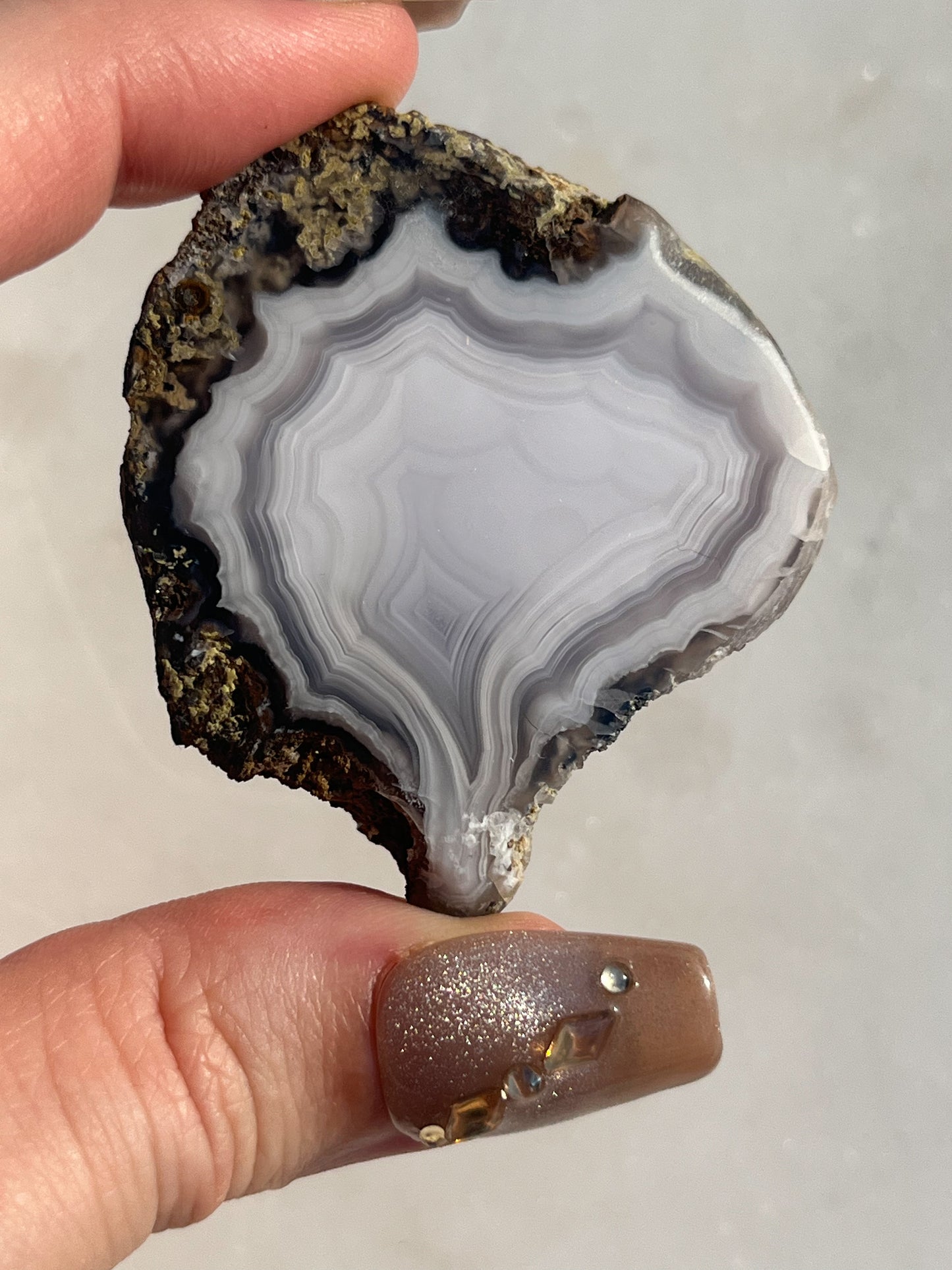 Laguna Agate with Moss Geode Half