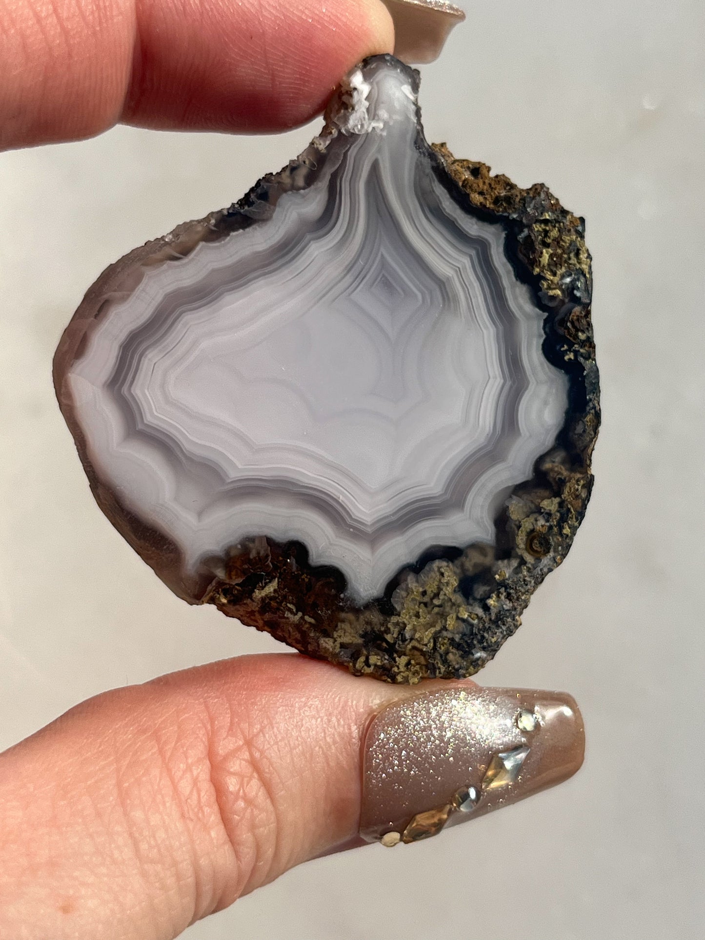 Laguna Agate with Moss Geode Half